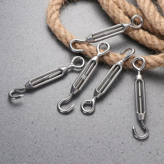 ORDDIART 5Pcs Cylindrical Hook Turnbuckle for Steel Cable Tensioning in Construction