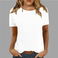 thumbnail image 2 of Timegard Hauts pour Femmes Col Rond Manches Courtes Côtelé Couleur Unie Blouse Confortable Tee-Shirt Basique Décontracté Ample, 2 of 6