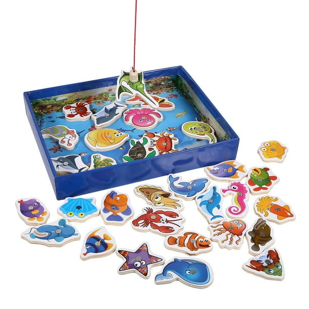 Herwey Magnetic Fish, Wood Fish Toys,32Pcs/set Wooden Magnetic
