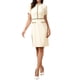 thumbnail image 2 of Vestido de longitud a la rodilla Inspire Chic para mujeres, cuello redondo, manga corta, con perlas, ajustado, elegante para trabajo, talla XS, blanco crema, 2 of 6