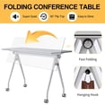 thumbnail image 3 of 55.1in Folding Conference Room Tables on Wheels, 4 Pack Large Mobile Meeting Seminar Table Rectangular Flip Top Training Conference Table for Home Office, Classroom, Business (White）, 3 of 7