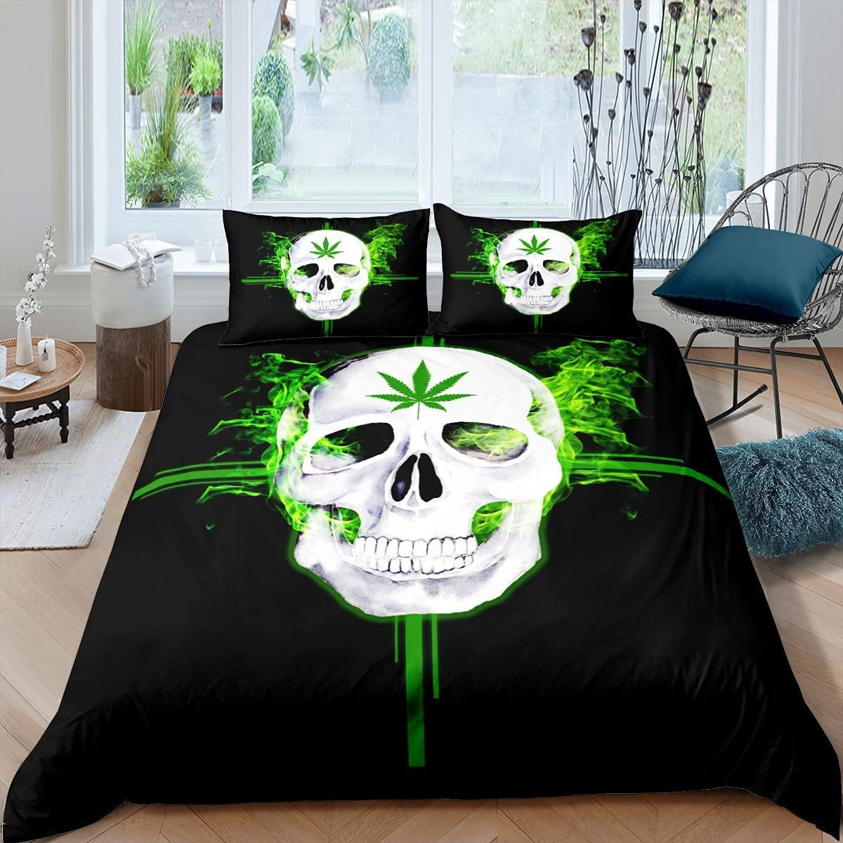 Skull Duvet Cover Set Teens Men Marijuana Weed Skeleton Pattern Bedding Set  Twin Size Lightweight Gothic Bones Style Comforter Cover Set Kids Adults  Personalized Design Bedspread Cover Black White - Walmart.com