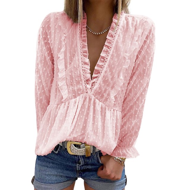 Blusa Informal Para Mujer, Blusas Cómodas Con Cuello En V Para Mujer Para Ir De Compras Al Trabajo ANGGREK GH1711
