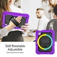 thumbnail image 3 of Case for iPad Mini 7 A17 Pro 2024/Mini 6 2021 8.3 Inch 7th/6th Gen with Screen Protector, 360 Degree Rotating Kickstand Hand Strap Shockproof Cover with Shoulder Strap, Purple, 3 of 7