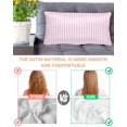 thumbnail image 4 of Pink White Stripe Satin Pillowcase for Hair and Skin with Zipper, Soft Breathable Cooling Silk Pillow Cases, Modern Minimalist Geometric Striped Throw Pillow Covers King Size 20"x40", 4 of 6