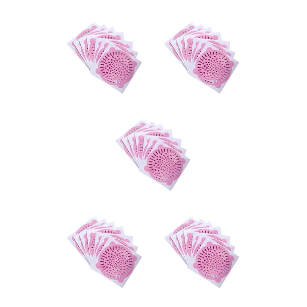 Yuarrent Colector de pelo antibloqueo para desagüe de suelo, tapón adhesivo para desagüe de alcantarillado, colador para baño, bañera, Rosado 5piezas