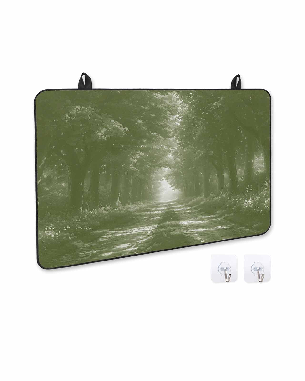 nqOlkjepod Large Induction Cooktop Protector Mat 36"x21", Sage Green Trees Stove Top Covers for Electric Stove, Forest Art Decor Spring Summer Nature Leaf Stove Burner Cover Mats Stove Cover