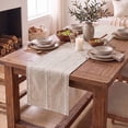 thumbnail image 4 of Sm:)e Linen Table Runner for Dining Table 13 x 108 Inch Orange Beige Burlap Linen Style Rustic Farmhouse Kitchen Dining Room Decoraton, 4 of 9