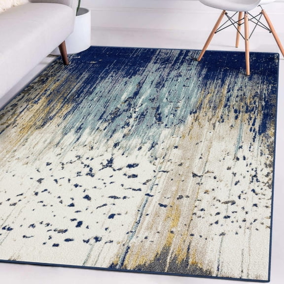 Luxe Weavers Modern Abstract Blue 8x10 Area Rug, Stain-Resistant Carpet