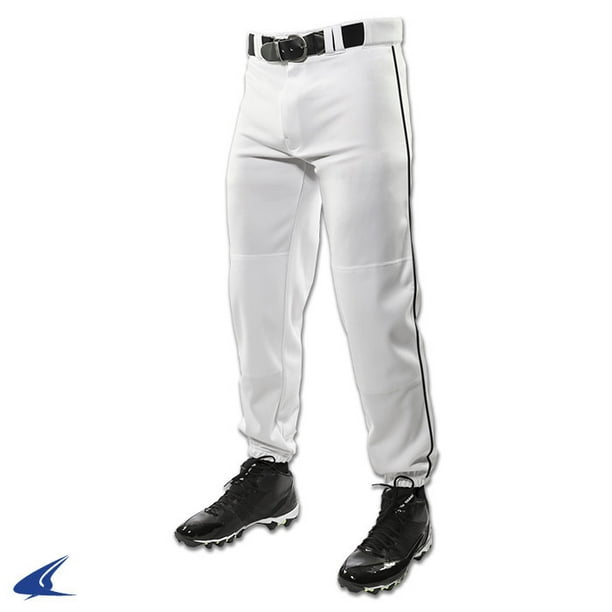 Champro Youth Closed Bottom Baseball Pants W/ Piping White with Black