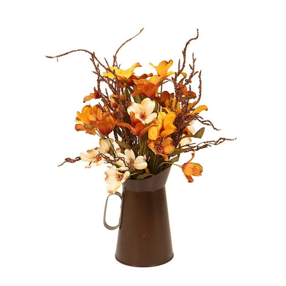 Doolland 15.7"Decorative Fall Floral Arrangements, Artificial Silk Flower Bouquets in Vase for Autumn Harvest Halloween Thanksgiving Table Ornament