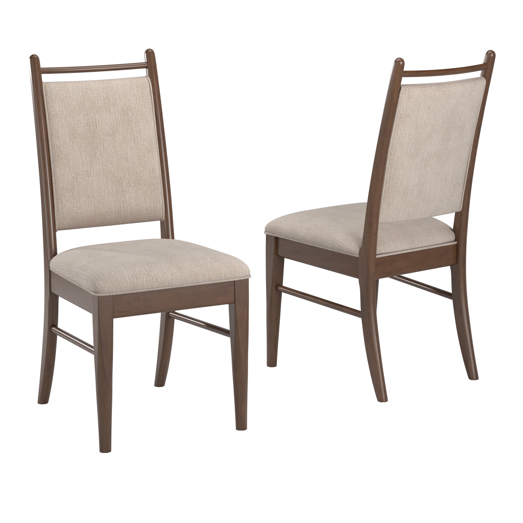 Weston Home Alta Wood Finish Beige Fabric Dining Chair, Set of 2, Walnut