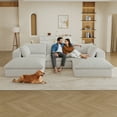 thumbnail image 3 of 118.2"  Modular Sectional Sofa, Corduroy Oversized Deep Seater Couch with 2 Ottoman, No Assembly, Modern DIY Sofa for Living Room, Bedroom, Apartment, White, 3 of 6