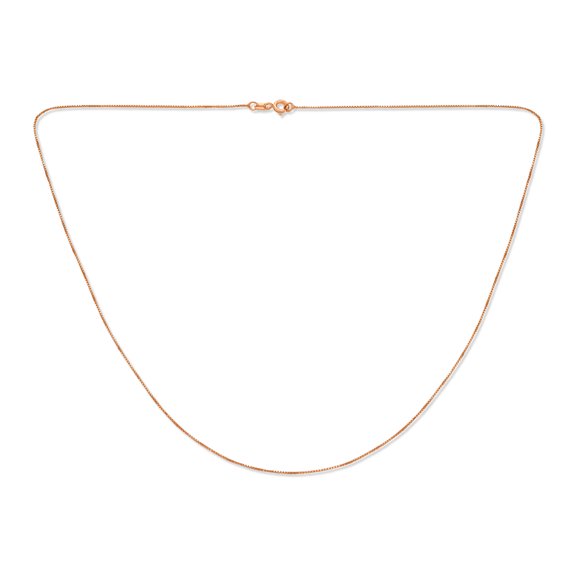 Bling Jewelry Womens Plain Simple 0.8MM Thin Rose Gold Box Chain Necklace Sterling Silver 16 Inch