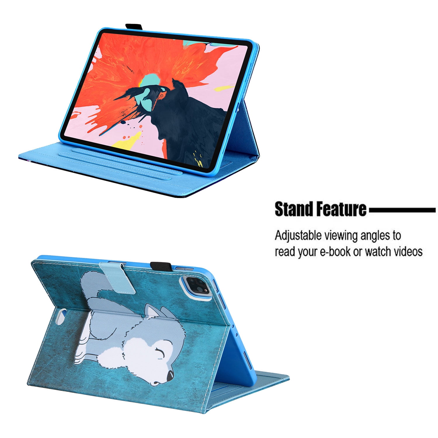 iPad Air 4th Gen Case 10.9", iPad Pro 11 Case 2021/2020/2018, Allytech PU Leather Slim Auto Sleep Wake Shockproof Kickstand Pencil Holder Case Cover for Apple iPad Air 4, iPad Pro 11,Wolf