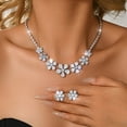 thumbnail image 3 of AEXTO Elegant Silver Flower Rhinestone Jewelry Set for Women – 3-Piece Petal Statement Necklace, Stud Earrings & Adjustable Ring – Sparkling Crystal Floral Wedding Bridal Party Accessories, 3 of 8
