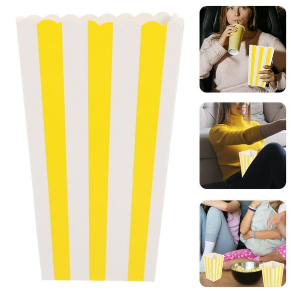 KALLORY Yellow Popcorn Boxes 12pcs for Party Snacks, Candy Storage, Movie Night Treat Containers