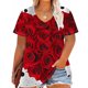 thumbnail image 1 of Xuyuer Women's Plus Size Leisure V-Neck Short Sleeve Printed Base Layer Shirt, Comfortable Casual Top for Everyday Wear, Relaxed Fit and Versatile Layering, 1 of 5