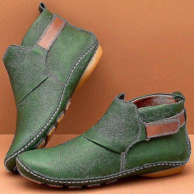 Zapatos ortopédicos Bota plana vintage Zapatos con parte superior del tobillo Botas suaves de Pu