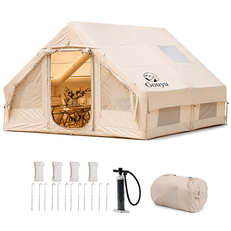 GOUYU inflatable tent khaki 12 square meter outdoor camping suitable for multiple people