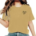 thumbnail image 1 of AherBiu Hauts d'Été pour Femmes Manches Courtes T-Shirts Confortables Imprimé Cœur Col Rond Basiques Blouse, 1 of 6