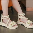 thumbnail image 4 of ZACPNCV Girl Sandals Flower Girls Summer Dress Shoes Open Toe Kids Wedding Party Princess Shoes Beach Shoes Beige 10-11 Years, 4 of 9