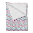 thumbnail image 2 of Geometric Soft Flannel Fleece Throw Blanket, Grungy Brush Stroked Dots Among Chevron Zigzag Striped Pattern, Cozy Plush for Indoor and Outdoor Use, 50" x 60", Pale Pink Aqua Pink, by Ambesonne, 2 of 5