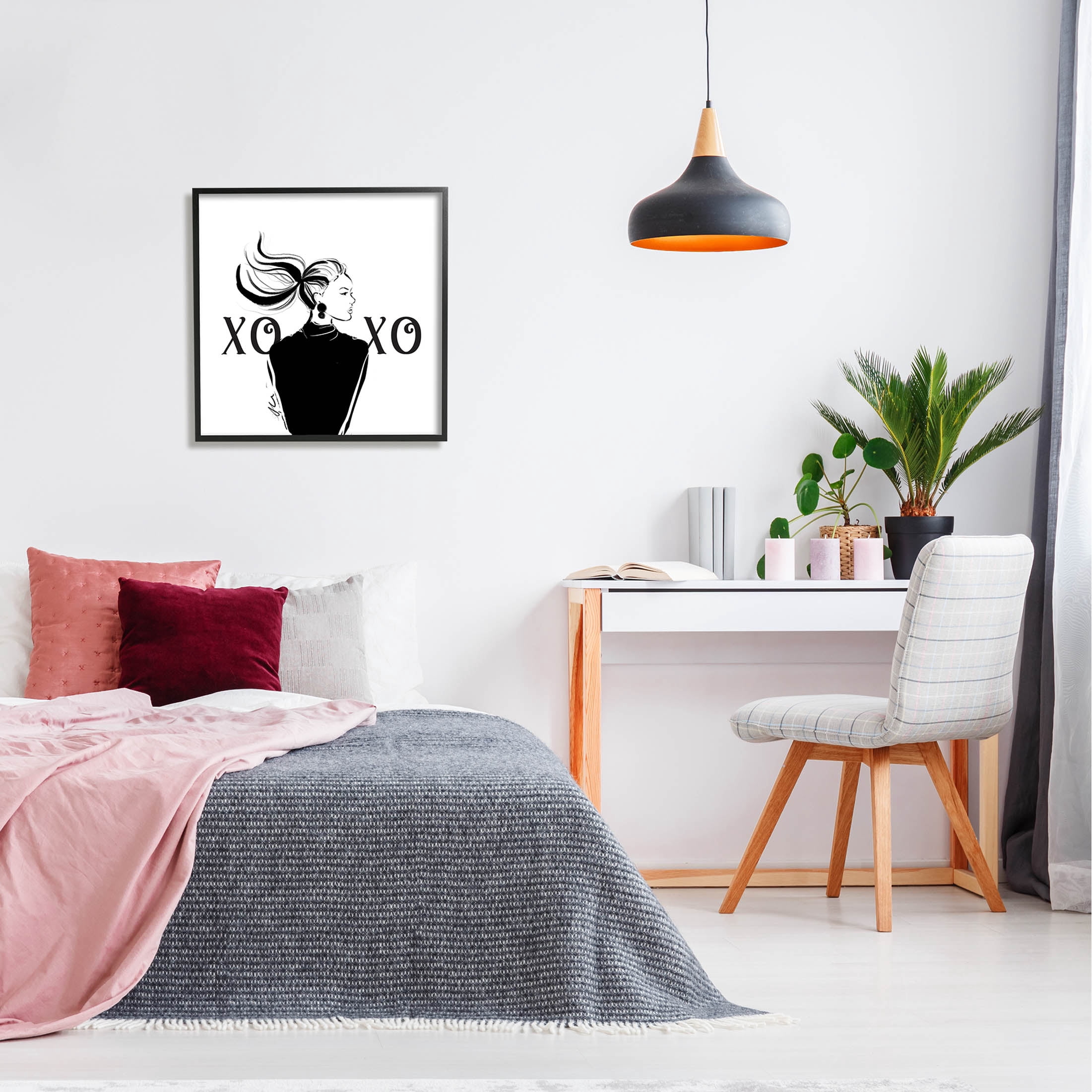 Stupell Industries Bold Glam XOXO Portrait Graphic Art Black Framed Art Print Wall Art, Design by Alison Petrie