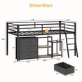 thumbnail image 3 of Zimtown Twin Size Low Loft Bed with Toy Storage and Shelf, Floor Bunk Bed Frame with LED Light, Black, 3 of 9