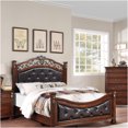thumbnail image 2 of JERFIT Queen Bed Frame with Headboard Footboard, Traditional Upholstered Faux Leather Platform Bed, Dark Cherry Finish, No Box Spring Needed, 2 of 7