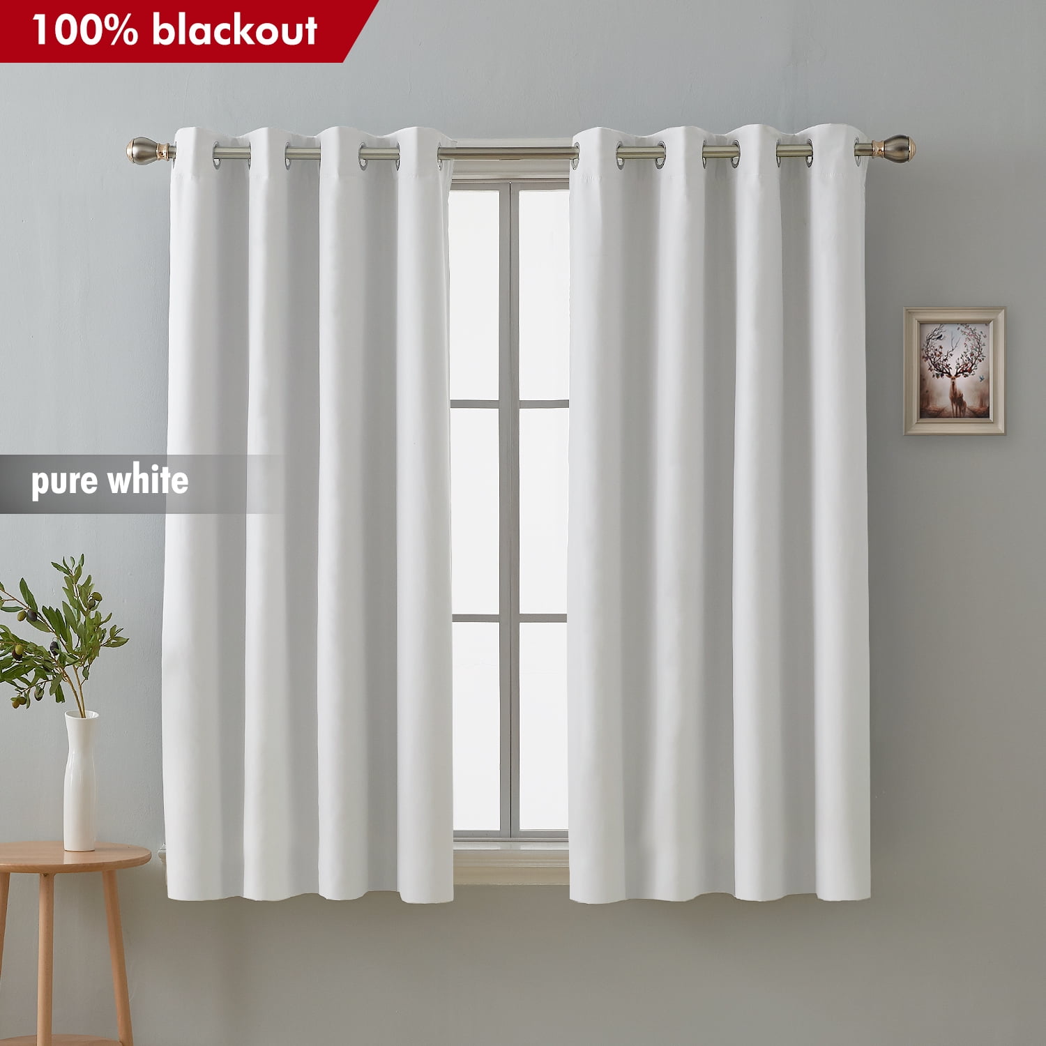 Deconovo Grommet Total Blackout Drapes with Triple-Pass White Coating Back Layer 