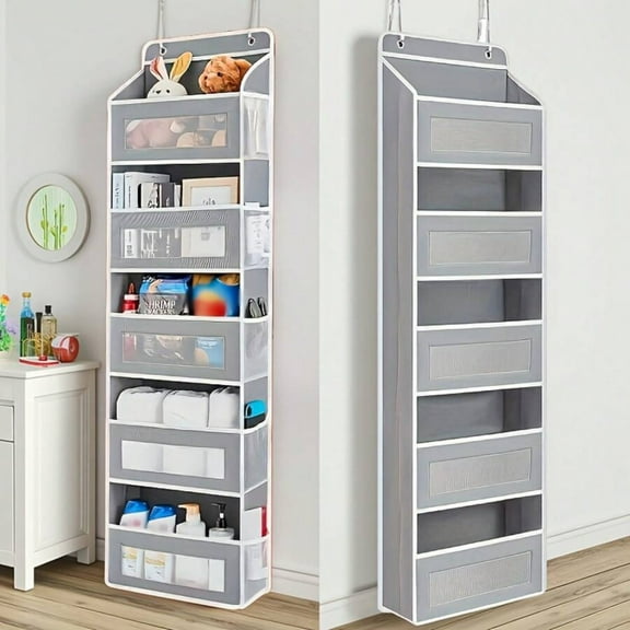 4-Tier Hanging Storage Organizer With 4 Large Pockets - Wall-Mounted Fabric Shelves For Bedroom, Bathroom, Pantry
