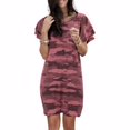 thumbnail image 2 of Vestido de mujer con estampado de camuflaje, camiseta larga, manga corta, vestido suelto, rojo vino, 5XL Inevent AP002154-16, 2 of 6