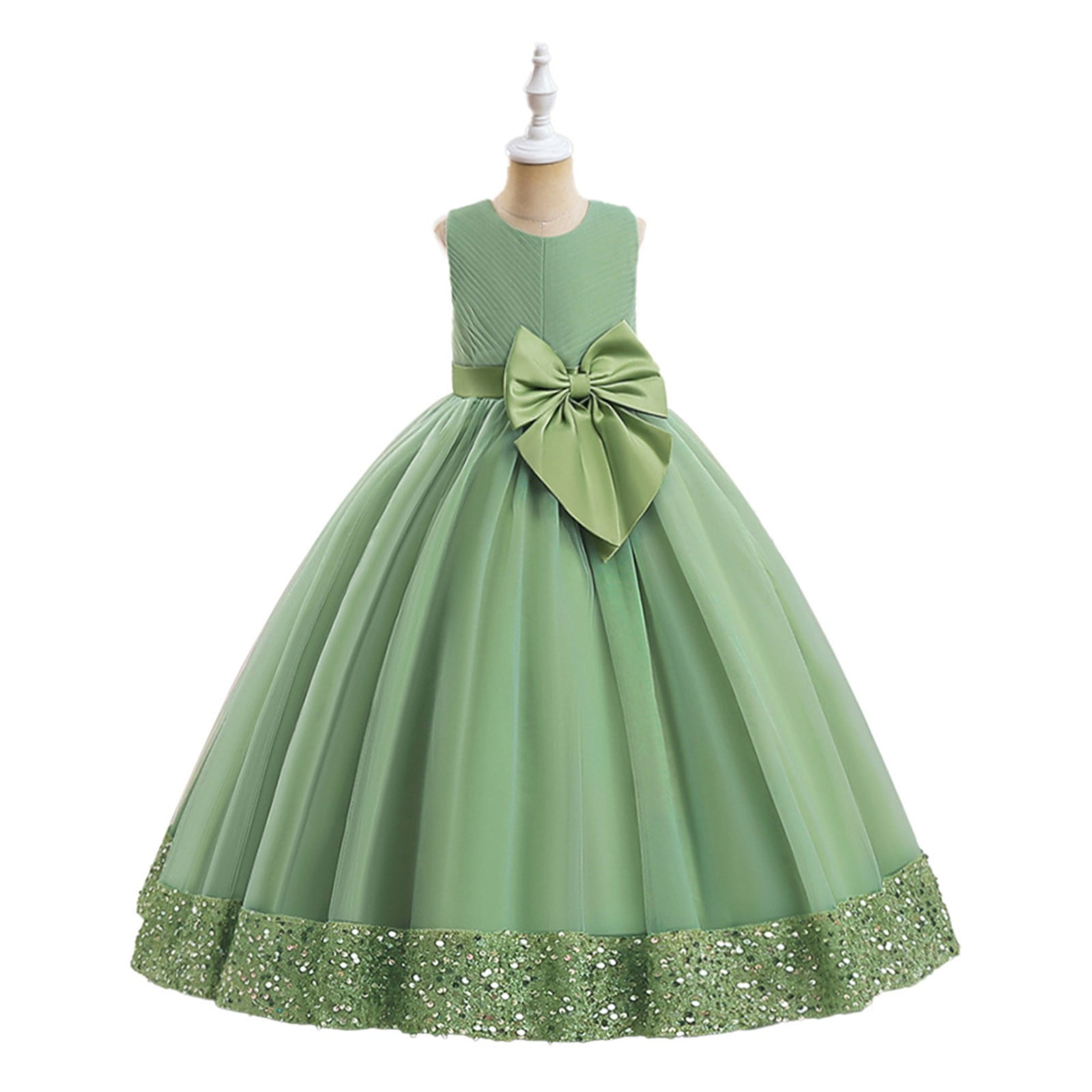 Zanarzt Kids Girls Princess Dresses Tutu Dress for Girls Tulle Princess Birthday Party Prom Outfit Toddler Girls Ball Gown Dress Light Green,8-9 Years