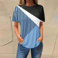 thumbnail image 2 of ICHUANYI Womens Casual Colorblock Print Short Sleeve Crew Neck Shirts T-shirt Tops Fashion Clothing, 2 of 3