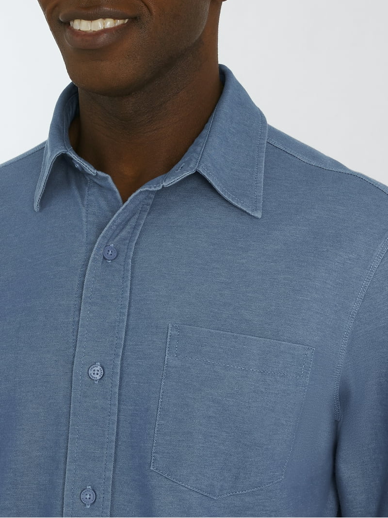 Chaps Men's & Big Men's Tech Oxford Long Sleeve Knit Shirt