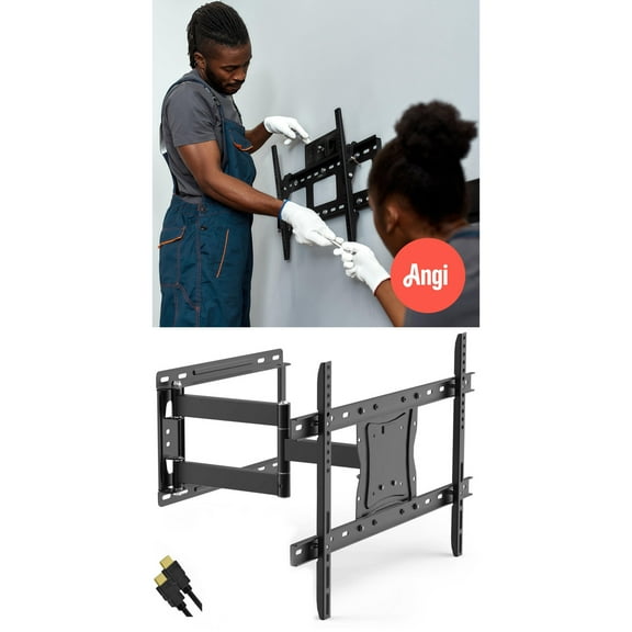 Onn Full-Motion Universal Wall Mount Kit for 19" to 84" with Expert Wall Mounting Installation.