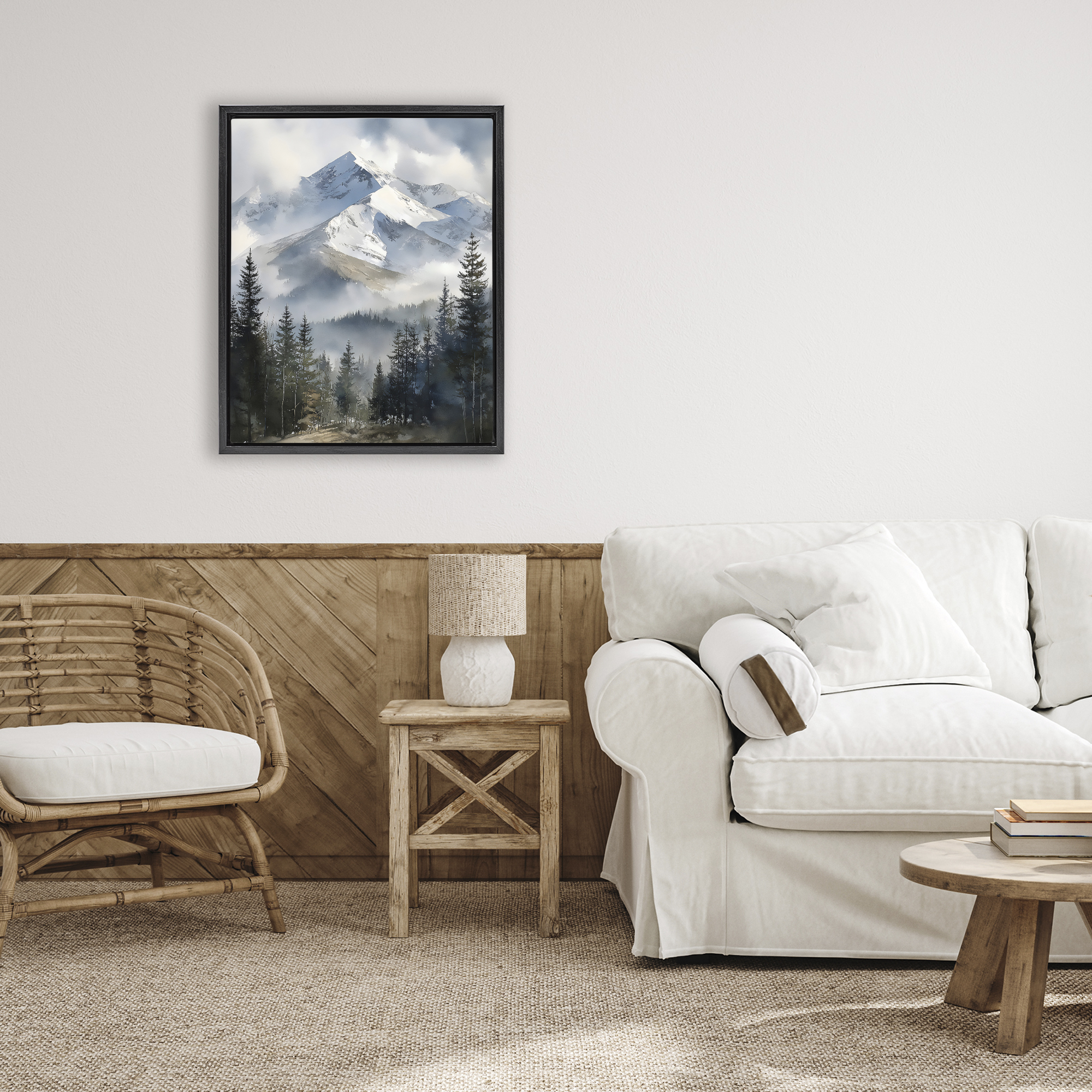 Stupell Industries Snow & Mist Alpines Black Framed Floater Canvas Wall Art, design by Franklyn Gregory