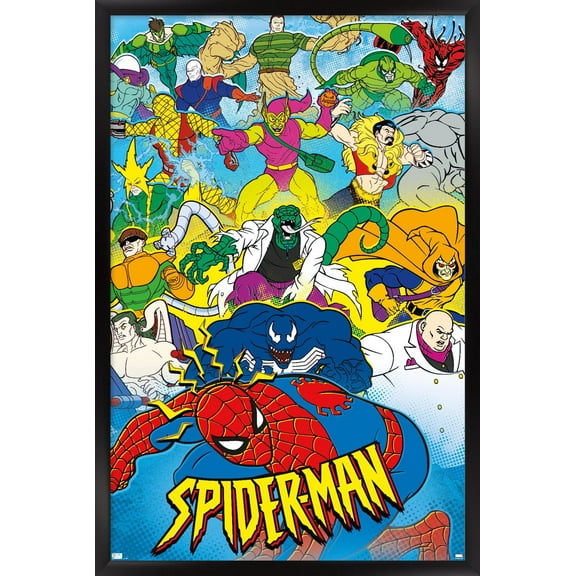 Marvel Comics - Spider-Man - 90s Animated Wall Poster, 14.725" x 22.375", Framed