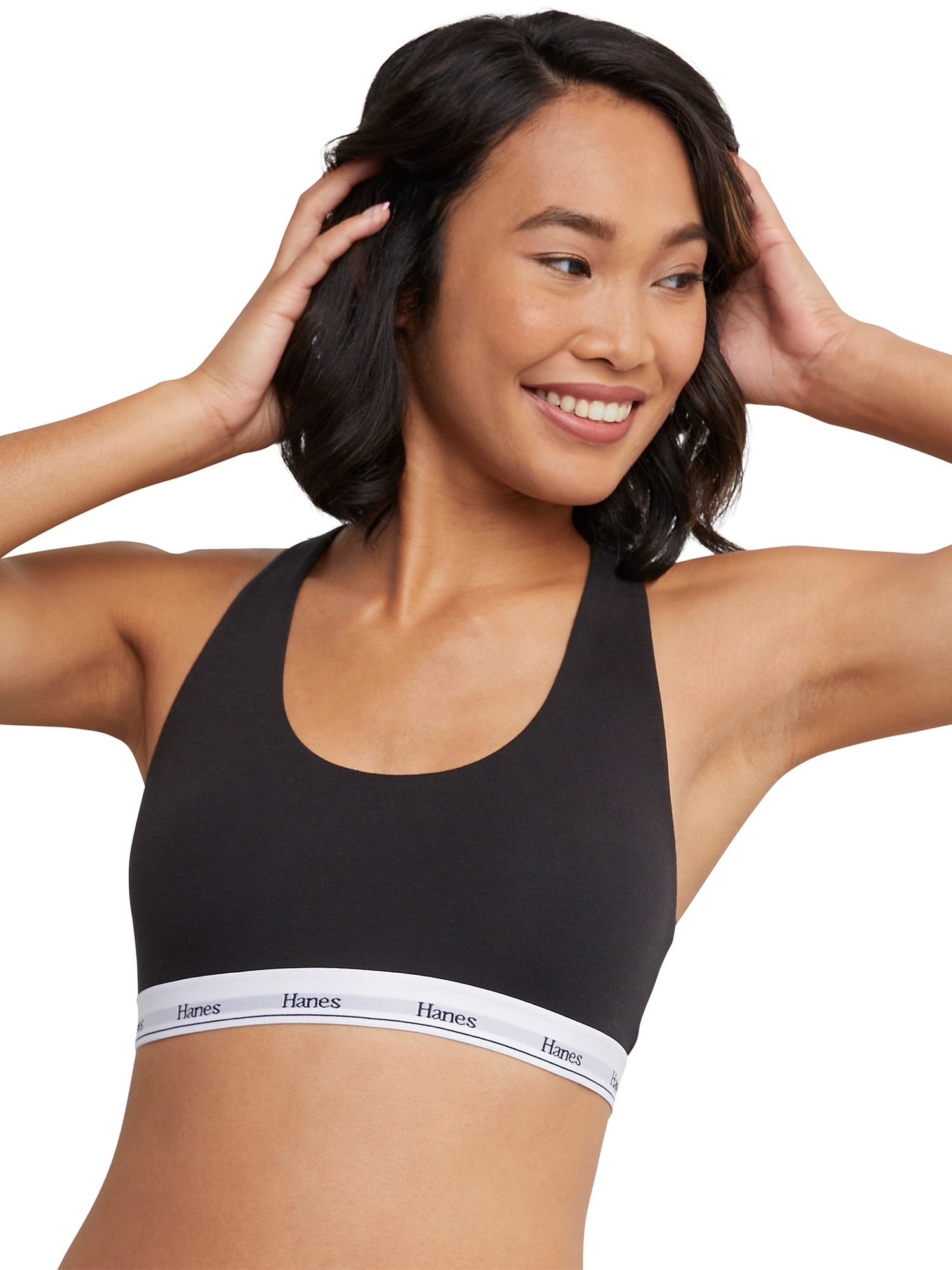 Hanes Womens' Originals Stretch Racerback 2 Pack Bralette, Style MHO101