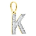 thumbnail image 2 of 10K Yellow Gold Baguette Diamond Letter K Mini Pendant 1" Initial Charm 0.45 CT., 2 of 6