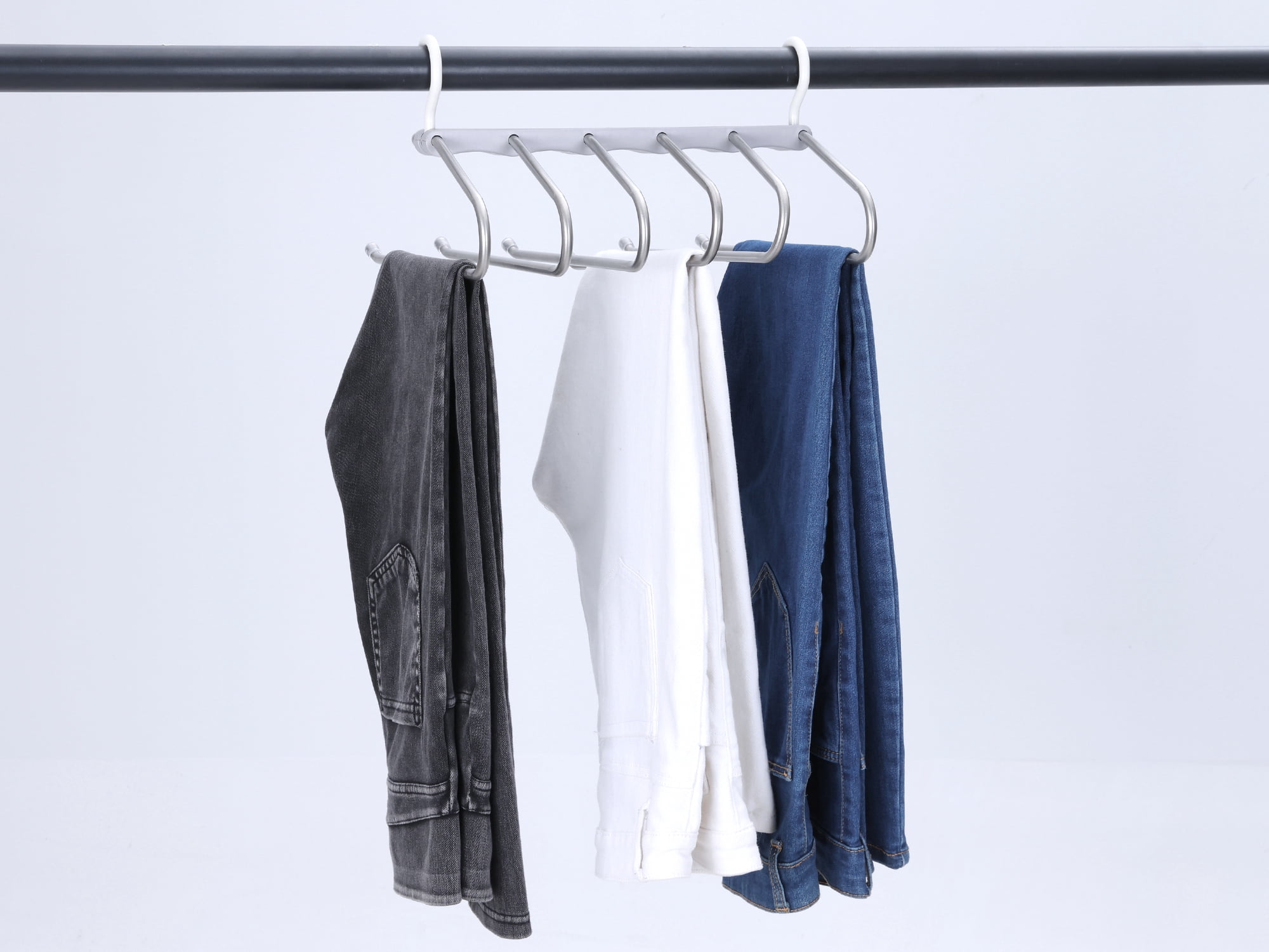 Unique Bargains Space Saving Non Slip Metal Pants Hangers 2 Pcs Gray