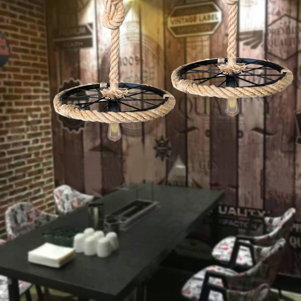 Lámpara Colgante Industrial Vintage - Cuerda De Cáñamo, E27, 1m, Para Comedor, Bar