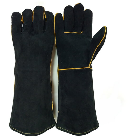 Welding Gloves 16 Inch Split Cow Leather Black – Heavy Duty Protection for Welding, Metalworking, Construction