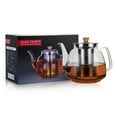 CNGLASS 1100ml Glass Teapot with Infuser,Clear Glass Tea Kettle with