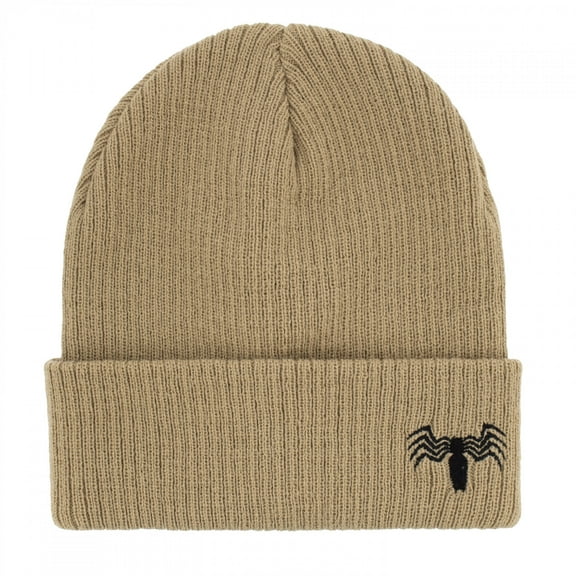 Spider-Man Black Spider on Beige Cuffed Beanie