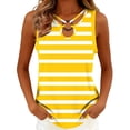 thumbnail image 2 of Karymi Summer Tops O‑Ring Cutout Neck Brushstroke Stripe Sleeveless Tank Top, Casual Crisscross Strap Striped Curved‑Hem Shirt Blouses for Women Dressy Casual, 2 of 6