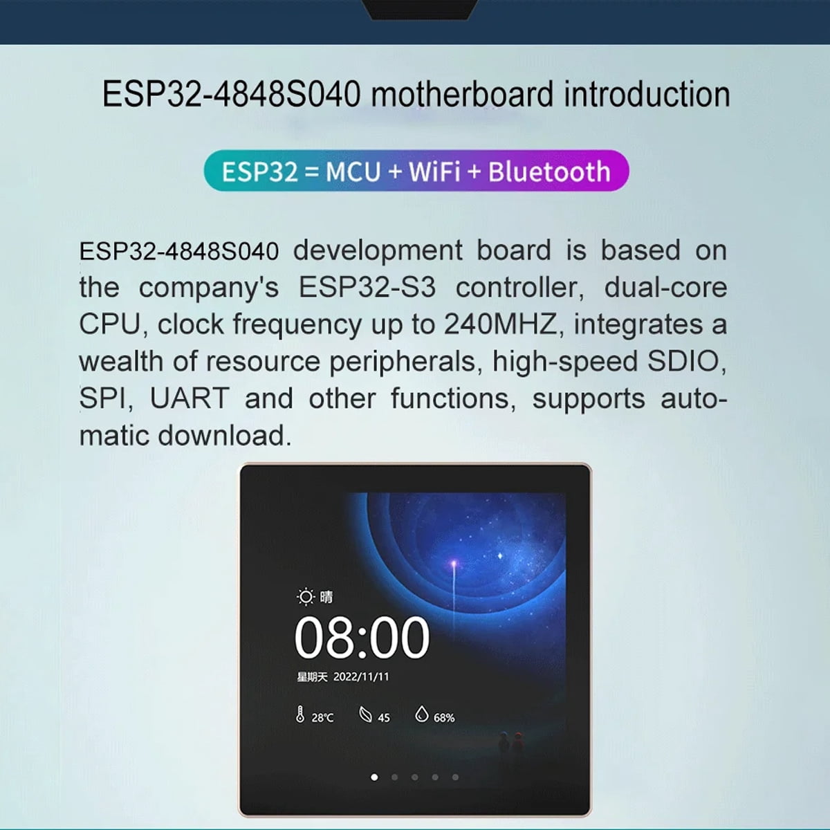 ESP32-S3 Development Board with 4-inch IPS Touch Screen, WiFi Bluetooth Dual Mode, Compatible with Arduino & LVGL, for IoT ESP32 86 Box Central Control