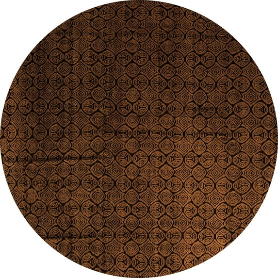 Ahgly Company Indoor Round Abstract Orange Modern Area Rugs, 4' Round