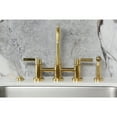 thumbnail image 3 of Kingston Brass KS8287CTLBS Continental Two-Handle 4-Hole Deck Mount Bridge Kitchen Faucet with Brass Side Sprayer in Brushed Brass, 3 of 8